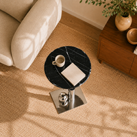 Table console moderne avec plateau rond en marbre, base en acier inoxydable, garantie de 3 ans, pour le mobilier de salon, respectueuse de l'environnement