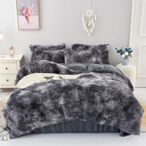 2024 Novo Estilo Pintura Inverno Conjunto de Cama 4pcs Cabelo Longo Capa De Edredão Folha Plana Fronha Quente Engrossar Fofo Lençóis de Cama - Product Image 5