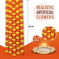 Vente en gros de guirlandes de souci Diwali longues brins fleurs de souci artificielles pour mariage indien Pooja Noël