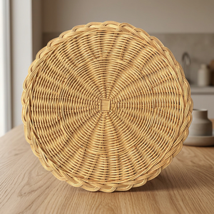 Hot Sale Round Rattan Placemats Wicker Charger Plates Boho <b>Table</b> Centerpiece Decoration Handmade OEM From Vietnam Factory - Product Image 1