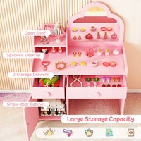 1 pièce, table de maquillage simple et miniature rose pour enfants avec chaise, petite coiffeuse pour chambre d'enfant avec miroir pour fille