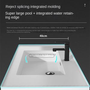 Lavabo de <span class=keywords><strong>baño</strong></span> de hotel nuevo francés moderno de 60 \ "con acabado de laca negra de <span class=keywords><strong>roca</strong></span> integrada, lavabo japonés, lavabo de cerámica - Product Image 3