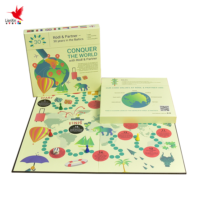 High Quality Customizable Printed Board Game Set Free Sample Manufactured with Paper Leather Cardboard Materials