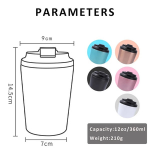 Tùy Chỉnh Cà phê du lịch Cốc cách điện đôi tường 304 thép không gỉ cốc cà phê với nắp - Product Image 4