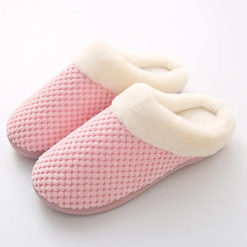 Pantufa coral de pelúcia com conforto, chinelos de pelúcia feitos sob encomenda para casa inverno