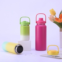 Botella de Agua de Boca Ancha con Tapa Personalizable de 16 oz, Botella de Viaje Aislada al Vacío de Acero Inoxidable, Recipiente Reutilizable para Bebidas, Logotipo Personalizado OEM