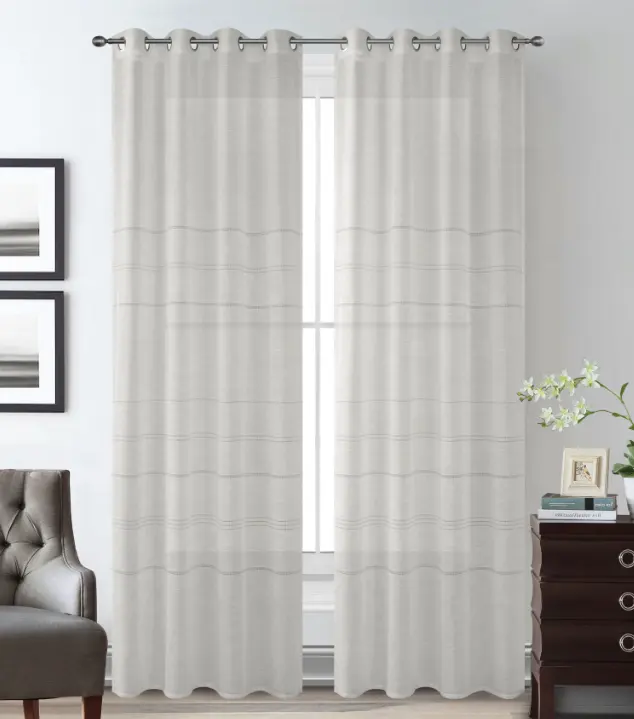 Cortina de imitación de seda para ventana, cortinas elegantes, con cenefa, 100% poliéster, 100% poliéster