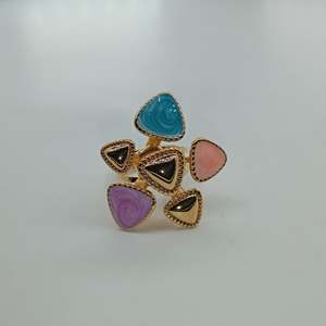 Bague en cristal, acier inoxydable 316L, plaqué or PVD, pierres multicolores, bijoux tendance, bague pour femme - Product Image 1