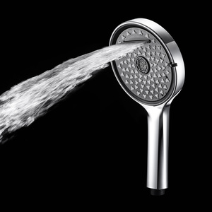 رأس دش نحاسي 4 في 1 لوحة مستديرة كبيرة بلاستيكية ABS ضغط عالي فضي للحمام GEE-N - Product Image 3