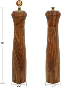 Moulin à poivre en bois avec grossièreté réglable Moulin à sel et poivre Shaker Vaisselle Moulin à sel en bois d'acacia 10 pouces - Product Image 3