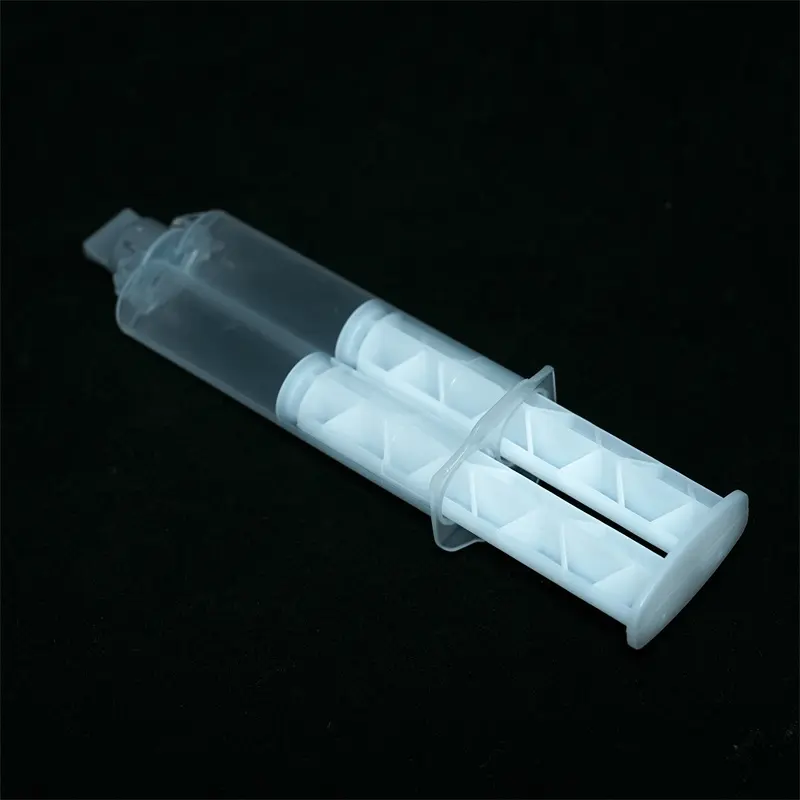 حقنة طب الأسنان الإيبوكسي المزدوجة البرميل من البلاستيك للاستعمال مرة واحدة بحجم 24 مل بنسبة 1:1 مع أغطية