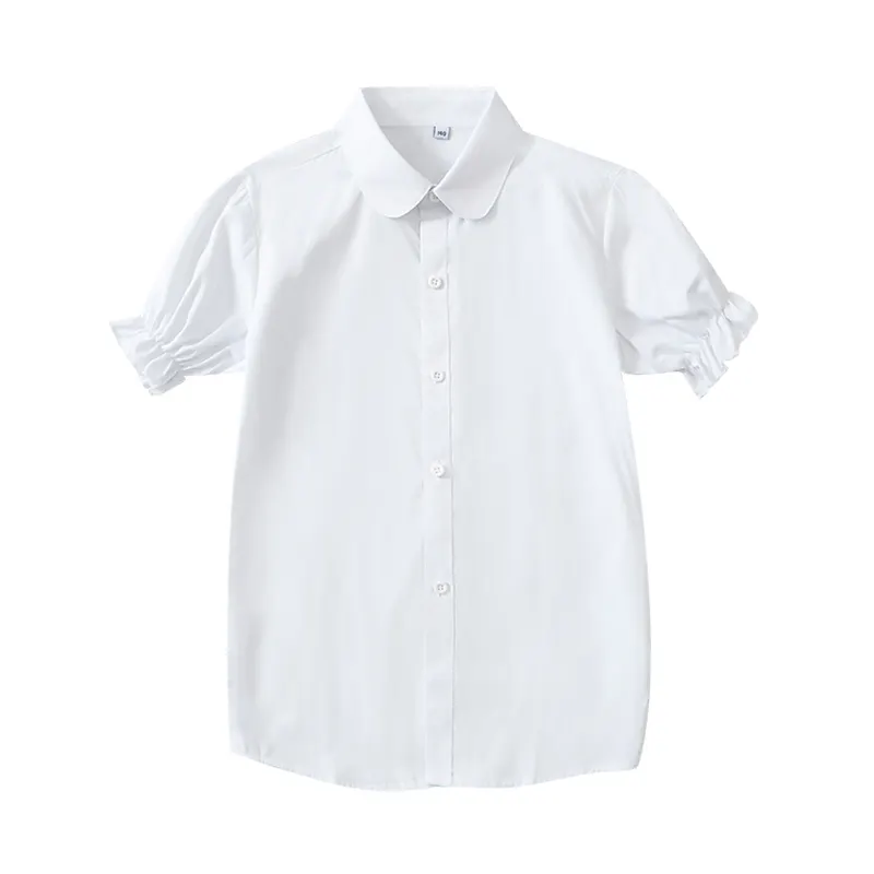 子供の白いパフォーマンス服学生夏半袖シャツ女の子の白いシャツ