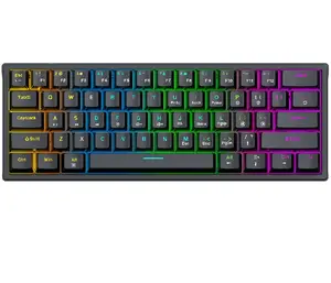 Keyboard Gaming mekanik Mini 60%, dengan lampu latar RGB Antarmuka USB untuk PC Laptop bermain dan Plug game