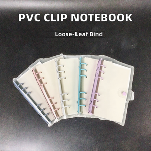Carpeta de archivos de PVC transparente personalizada para cuaderno A5/A6 de hojas sueltas, pequeño Bloc de notas en espiral, 6 agujeros, carpeta de anillas con Clip de colores suaves, diario - Product Image 2