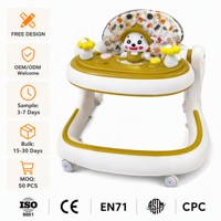 GEEN Trotteur pliable pour bébé avec siège à cadre en plastique, 4 roues, capacité de charge 20 kg, jouet d'apprentissage de la marche pour enfants toutes saisons, de la position assise à la position debout