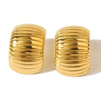 Boucles d'oreilles clous en acier inoxydable plaqué or 18 carats pour femme, nœud texturé doré épais, style vintage, cadeau de fête, vente en gros, OEM