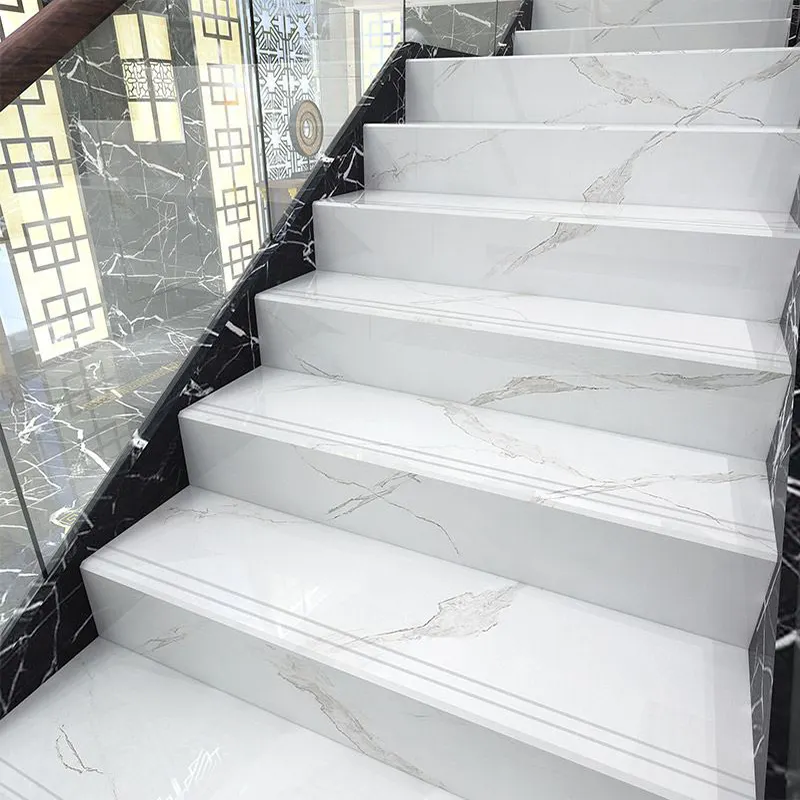 Azulejos de escada de porcelana, design de escada e mármore polido mármore porcelana para piso escada
