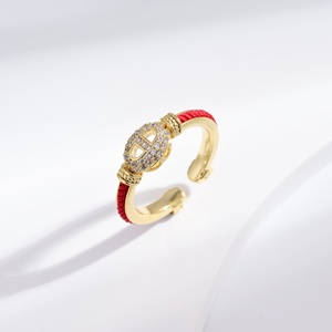 custom plata 925 sterling silver unique Red Rope <b>open</b> finger <b>ring</b> Everyday Wear adjustable 18k gold plated Unisex fashion <b>rings</b> - Product Image 3