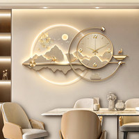 Horloge décorative de restaurant de luxe léger, nouvelle collection 2026, pour mur de fond de salon, tableau mural haut de gamme pour table à manger
