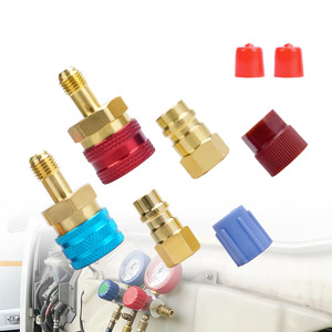 Car Air Conditioning <b>Quick</b> <b>Connector</b> R1234yf R134a Metal Red Blue High Low Pressure Fast Coupler For Automotive Use - Product Image 3