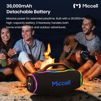 Altavoz Inalámbrico para Fiestas con Luces RGB, Miccell Wholesale, 700W de Alta Potencia, Batería Desmontable de 36000mAh, para Exteriores