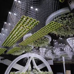YOPIN-5148 2025 caldo popolare tenda di cristallo <span class=keywords><strong>con</strong></span> rosa artificiale capolino per matrimonio appeso decorazione del soffitto - Product Image 1