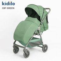 Poussette bébé pliable compacte en alliage d'aluminium Kidilo personnalisée en usine avec coussin chauffant amovible pour l'hiver, légère