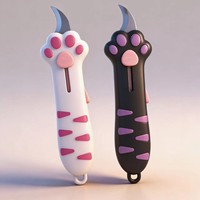 2026 Couteau utilitaire rétractable en forme de patte de chat, ouvre-boîte adorable et parfait pour ouvrir les colis