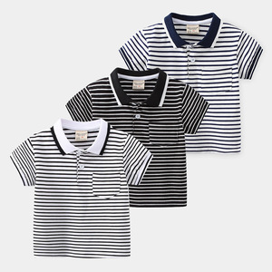 T-shirt décontracté à manches courtes rayé pour garçons, col à revers, vente en gros, prix abordable, provenant d'un fournisseur chinois - Product Image 1
