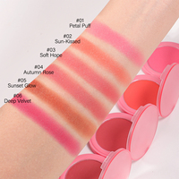 Fard à joues crème vegan 6 couleurs, texture moelleuse et soyeuse, fini mat léger