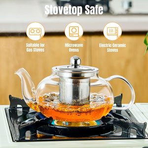 Tetera de Vidrio de Borosilicato Transparente, Ecológica, Apta para Lavavajillas, con Infusor Moderno, para Beber Té, 400-1000 ml, para el Hogar - Product Image 3