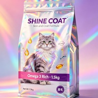 Sac d'emballage pour aliments pour chats, finition mate, anti-lumière, anti-graisse, avec encoche de déchirement facile, pour l'emballage de la marque d'aliments pour chatons (vente en gros)
