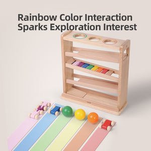 Rampe de jeu en bois pour balles et voitures - Éducation Montessori, matériau en contreplaqué, unisexe, 12 mois+ - Product Image 3