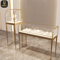 Vitrine d'exposition circulaire en acier inoxydable LIANYI, en forme d'éventail, pour bijoux, horloges anciennes, musées, taille/couleur personnalisable
