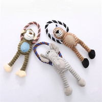 Jouets pour chiens, corde à mâcher, peluche, jouet qui couine pour chien, jeu d'intérieur, corde à mâcher, lion, singe, éléphant, animaux de dessin animé, jouet pour chien