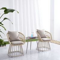 Ensemble de table basse d'appoint moderne de luxe et de chaises en corde tressée pour jardin, balcon, terrasse, meubles d'extérieur imperméables