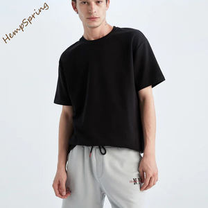 Boxy Fit Short Sleeve T-Shirt Plain Shirts Eco Friendly <strong>Hemp</strong> Bamboo t Shirt for Men <strong>Clothing</strong> Men's Bamboo Jersey Tee <strong>Hemp</strong> Tshirt - Product Image 5