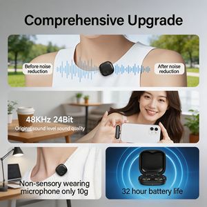 AI Noise Canceling <b>Wireless</b> Lavalier <b>Microphone</b> V36 Magnetic Charging Portable Mic 6-8 Hours Battery Life - Product Image 3