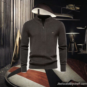 Pull-over en laine et viscose pour homme, taille européenne, automne-hiver, nouveau, anti-boulochage, couleur unie, vêtements de qualité - Product Image 3