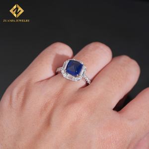 Anillo de Compromiso Rectangular de Plata de Ley 925 con Diamante Azul VVS de Alta Calidad para Mujer, Regalo - Product Image 6