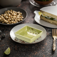 Plat à sauce vert et carré en mélamine, 3 pouces, petit format, vente en gros, neuf