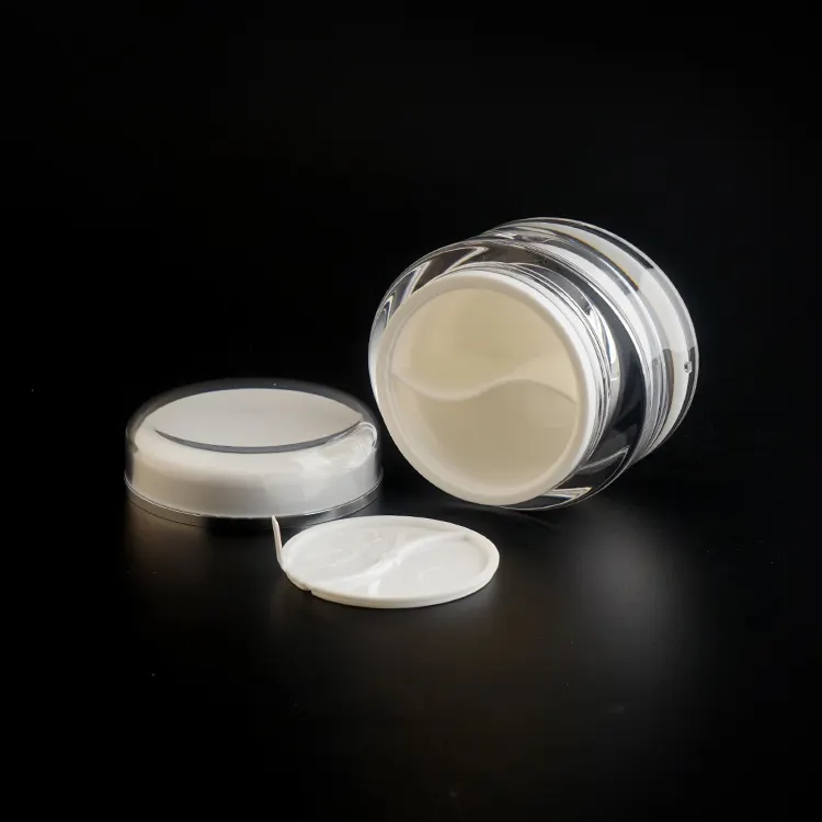 Kostenlose Probe 25 25ml ovale Form Acryl Hautpflege behälter für VC Essential Cream Pot De Creme 50g