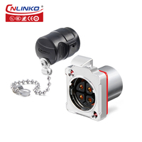 Cnlinko BD24 Conector de montaje en panel de metal Conector de alimentación IP68 resistente al agua industrial de 4 pines