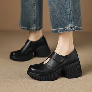 Botas de cuña de invierno para mujer, de cuero vacuno con patrón sólido, impermeables, hasta la rodilla, con cremallera, por encima de la rodilla, punta puntiaguda, tacón de cuña, nuevas - Product Image 4