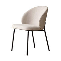 Chaise de salle à manger MULIGNA pour restaurant intérieur, style nordique, hôtel moderne, luxe, métal, cuir blanc, chaise rembourrée pour table à manger