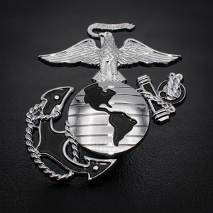 Placa Decorativa con Insignia Premium de Marines, Marca Hanwell, Emblema de Metal Cromado Negro, 2 mm de Grosor, 3.5x3.2x0.2 Pulgadas, 3M Paint-Safe - Product Image 2