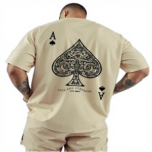 Camiseta Casual de Manga Corta para Hombre, Diseño Gráfico de As de Picas de Póker, Cuello Tejido, 100% Poliéster, Transpirable y de Secado Rápido, Venta al Por Mayor - Product Image 4