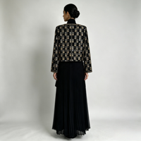 Robe longue musulmane pour femmes en chiffon brodé avec des perles brillantes et des paillettes, 2 pièces, pour la fête de l'Eid, vêtements islamiques