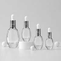 Flacon compte-gouttes en verre transparent personnalisé de 5 ml, 10 ml, 15 ml, 20 ml, 30 ml pour huile essentielle, flacon vide pour sérum mince