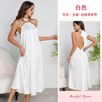 Robe de nuit longue en satin pour femme, style halter, sans manches, dos ouvert, coupe ample, 3 couleurs, tailles S-L